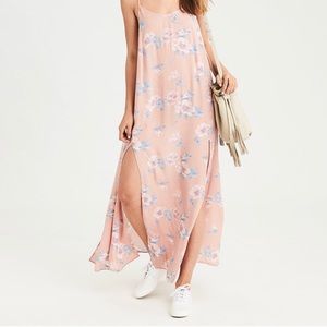 american eagle pink floral maxi dress